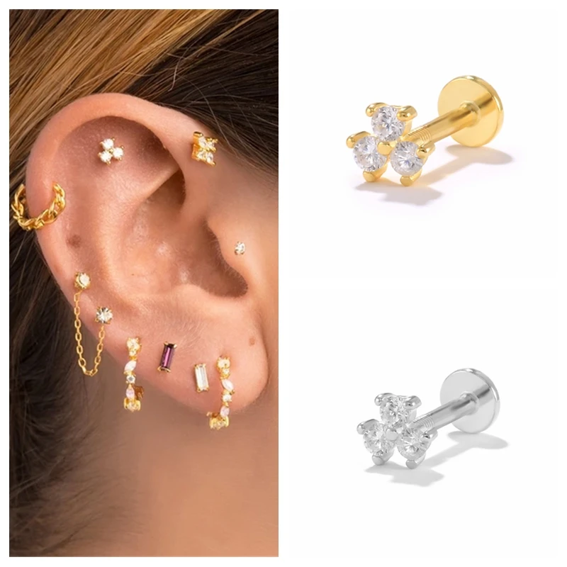 

BOAKO 1pc Minimalist Metal 925 Sterling Silver Threaded Stud Earrings for Women Earrings Piercing Korean Fashion 2022 Trend Gift
