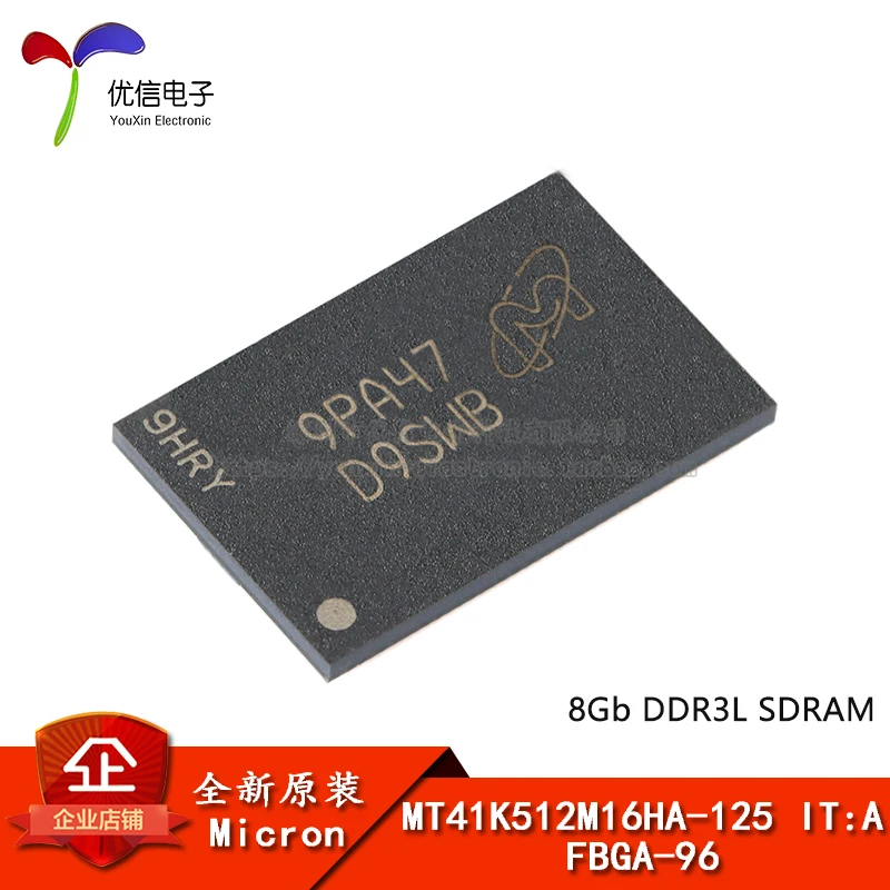 Original MT41K512M16HA-125 IT: one FBGA-96 8Gb DDR3LSDRAMN memory chip