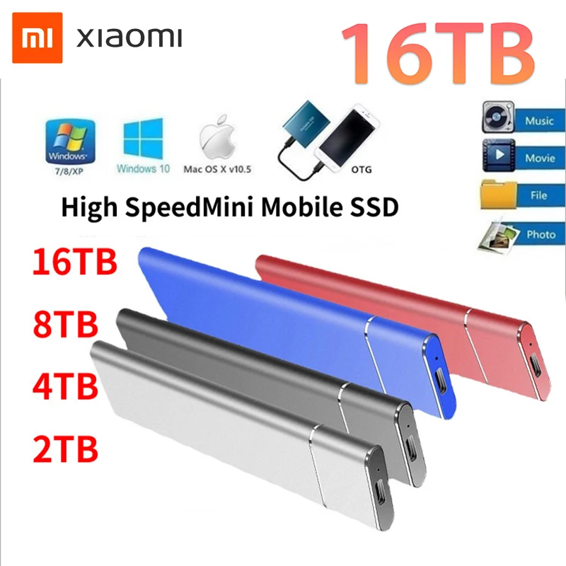 

100% Оригинальный портативный внешний мини жесткий диск Xiaomi высокоскоростной 8 ТБ 16 ТБ жесткий диск расширитель емкости для ПК ноутбука компь...