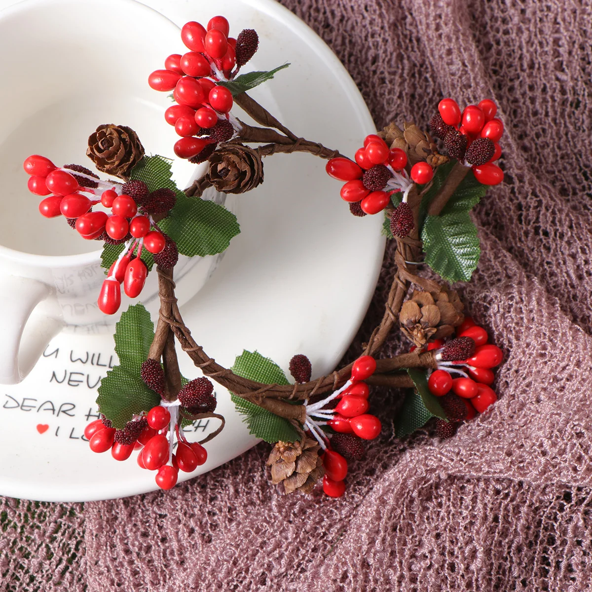 

Christmas Wreath Minired Wreaths Rings Berries Berry Artificialgarland Small Cabinets Fall Decorations Snowmencrafts Simulation