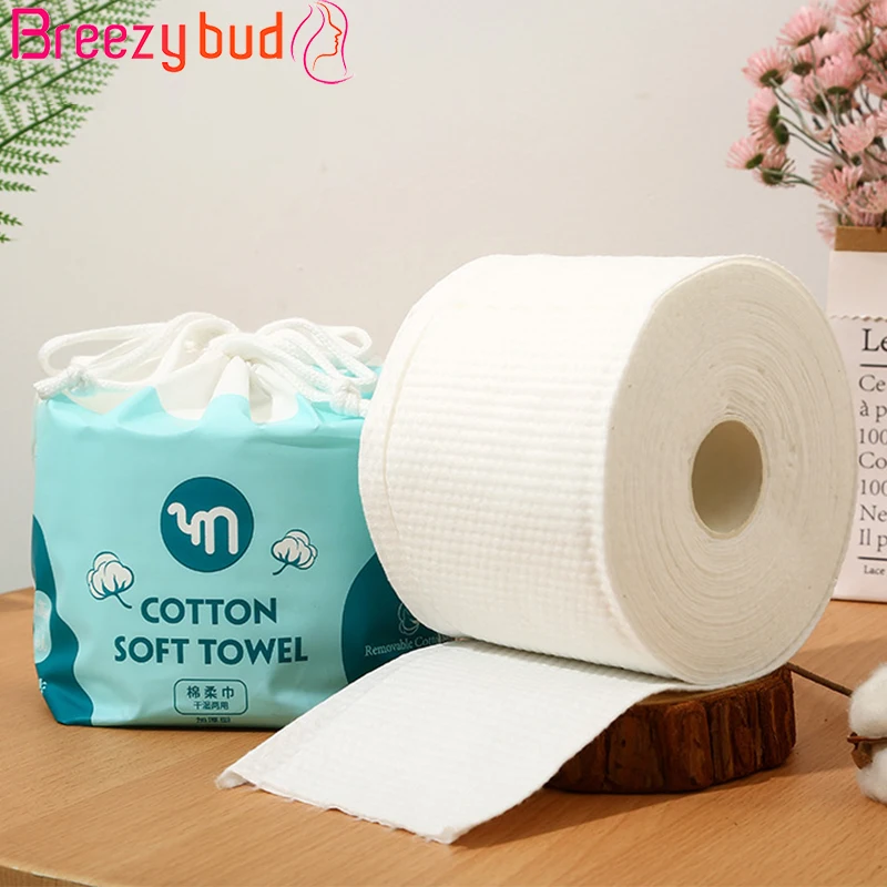 

70 Sheets Disposable Face Towel Non Woven Fabric Cotton Facial Tissue Makeup Remover Cleansing Wipes Dry Wet Skincare Roll Paper