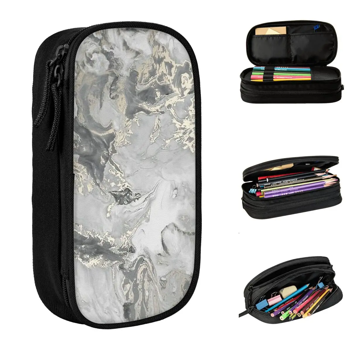 Cases Modern Marbled Pencilcases Pen Box Big Capacity Pencil