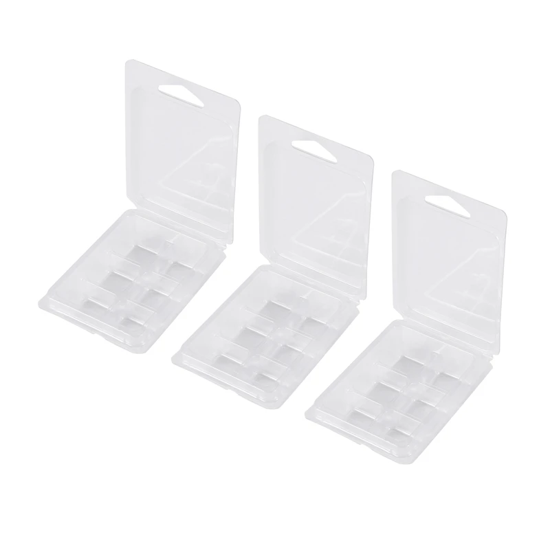 

300 Packs Wax Melt Clamshells Molds Square, 6 Cavity Clear Plastic Cube Tray for Candle-Making & Soap