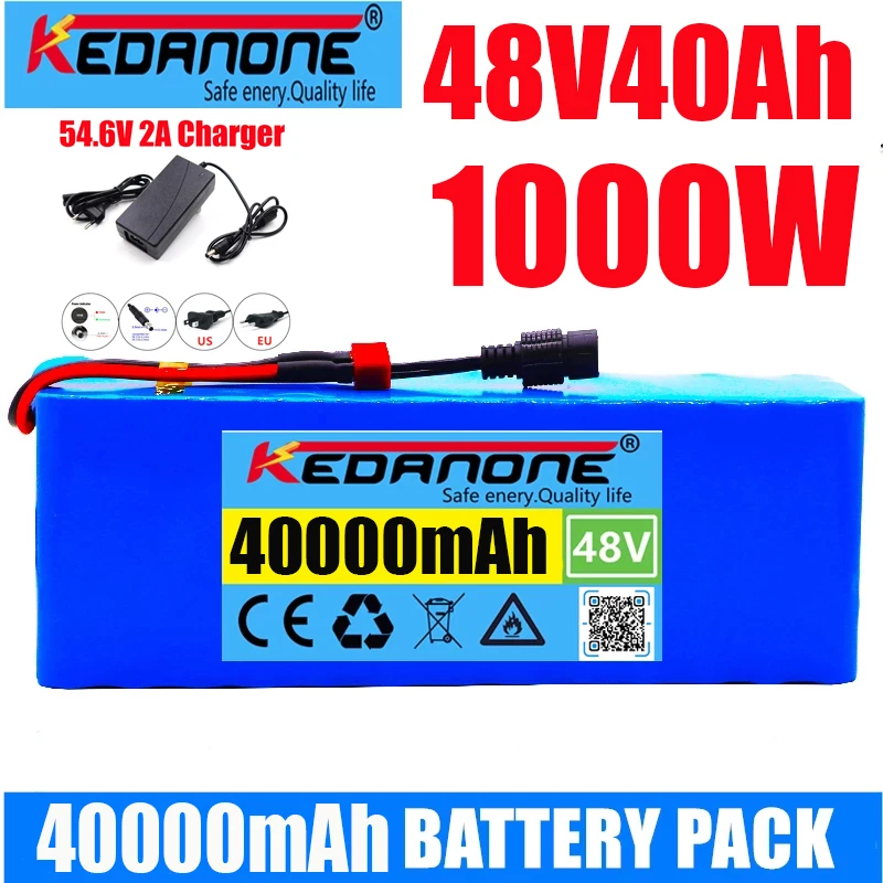 

Original Electric Bicycle Scooter 48V 40000mAh Li-Ion 40Ah 1000W 13S3P 18650 Lithium Ion Battery 54.6V Charger E-Bike With BMS
