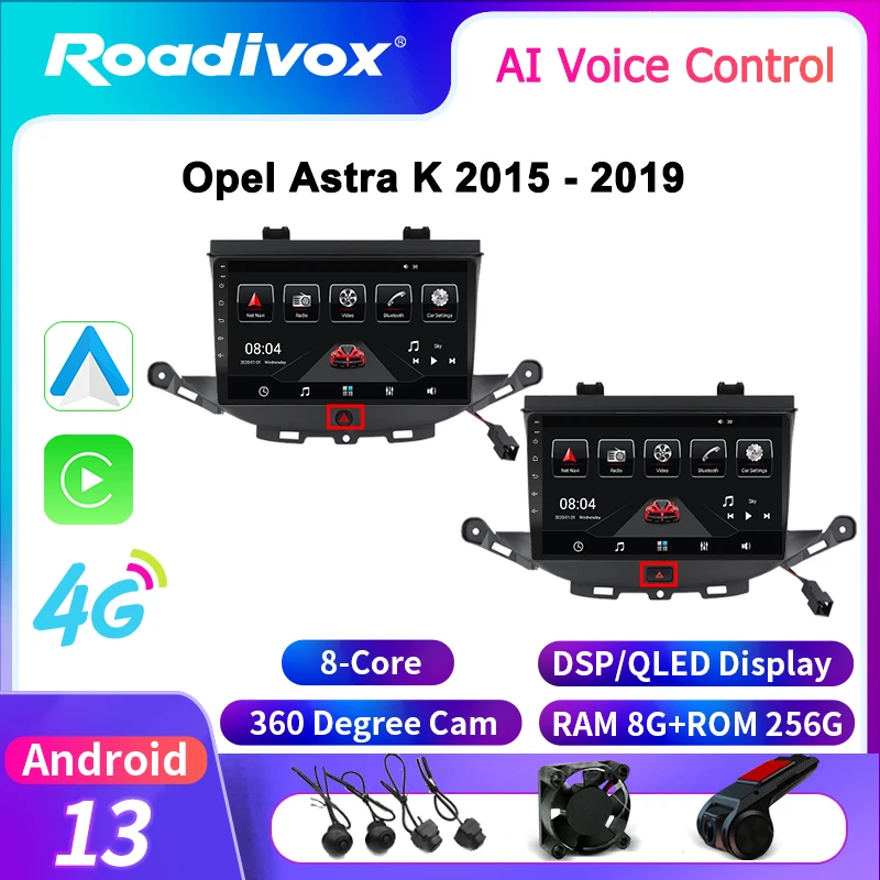 Автомобильное радио Roadivox Android для Opel Astra K 2015 2019 GPS-навигация видеоэкран