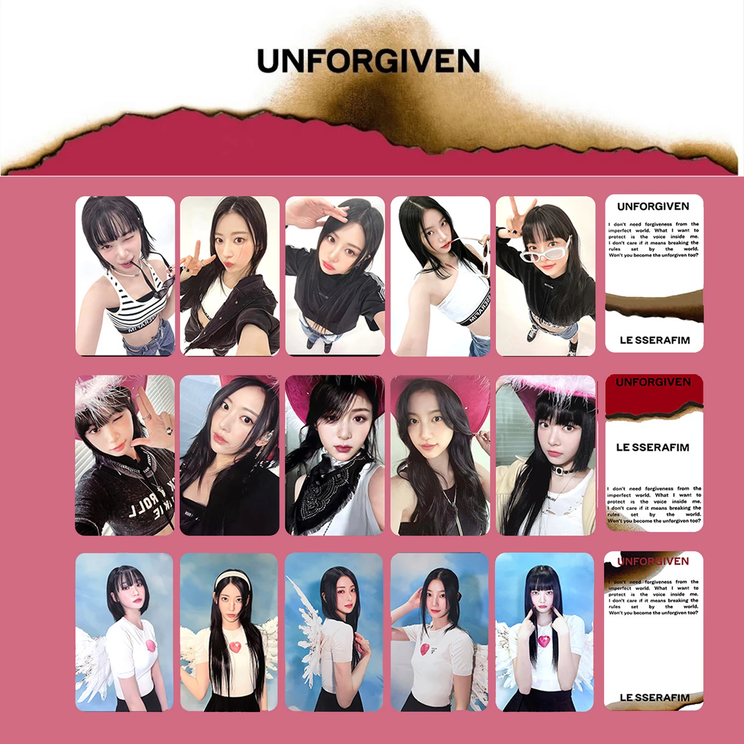 

5 шт. KPOP LE SSERAFIM unforgive альбом фотооткрытки из двух частей специальные ломо-карты LESSERAFIM Sukura ChaeWon Kuzuha Поклонники подарки