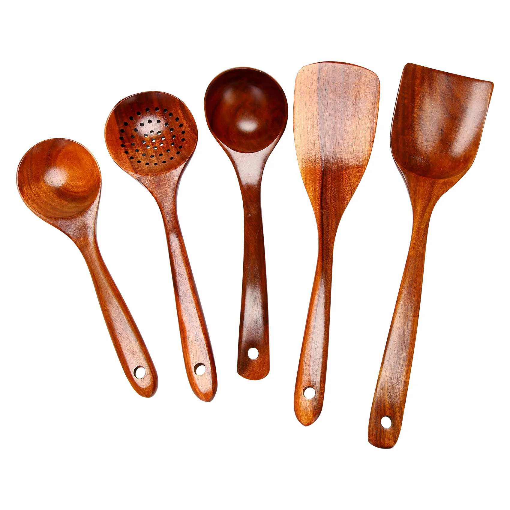 

Wooden Spoons, Wooden Spoons for Cooking, 5-Piece Reusable Wood Kitchen Utensils Set Tools for Cooking Nonstick Cookware