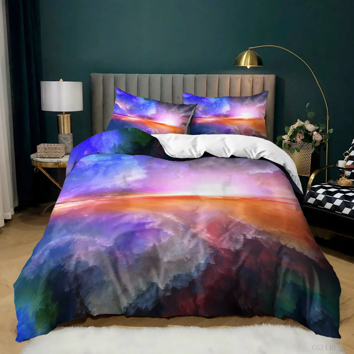 

Cloud Sky Duvet Cover Set King/Queen Size for Kids Boys Girls Cute Rainbow Sky Polyester Bedding Set 1/2 Pillowcases Multicolor