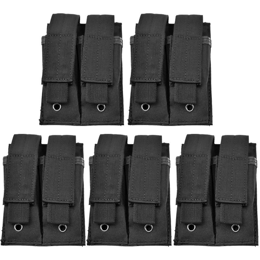 

5pcs Molle Double Pistol Mag Pouch Tactical Magazine Pouch Tool Organizer Holder for 9mm/.40 Calibers Glock S&W M&P Sig P226 229