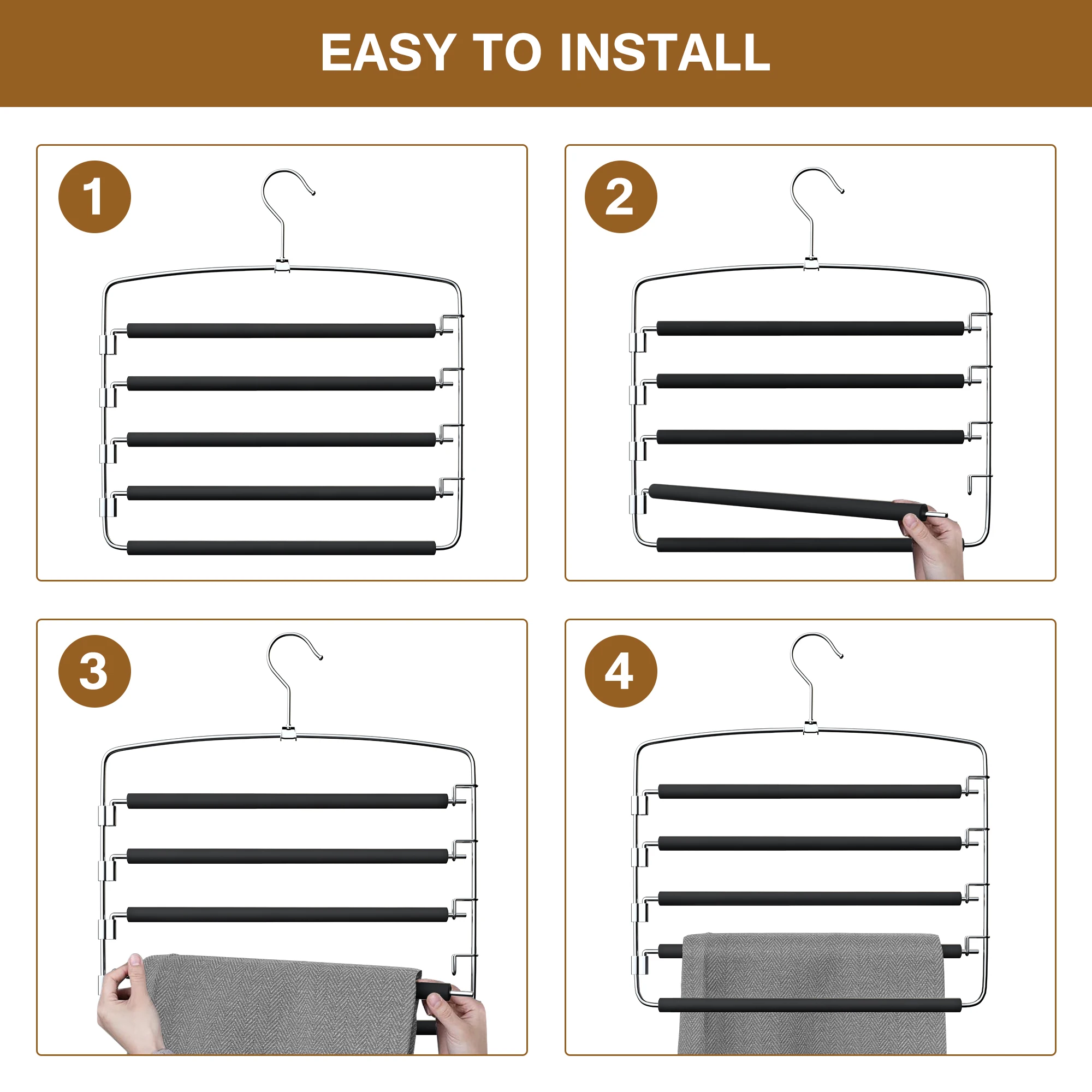 5-слойные многофункциональные вешалки для одежды многослойная компактная