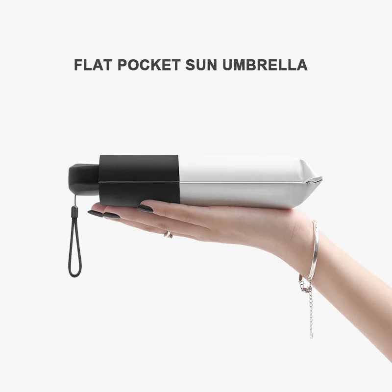 

Flat Mini Pocket Cear Umbrella Rain Women Five Folding Colors Anti UV Sun Umbrellas Portable Sunscreen Girls Umbrella Parasol