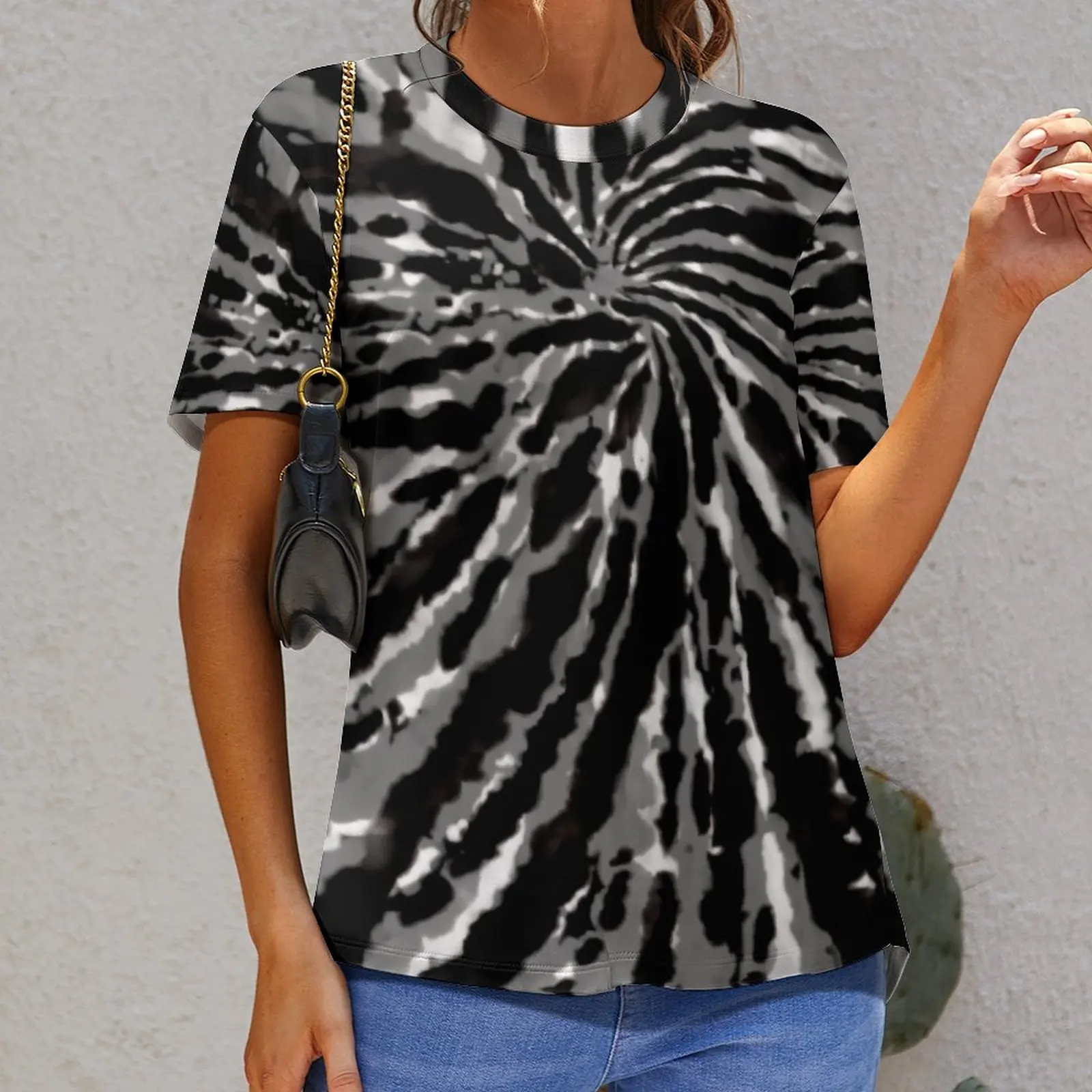 

Tshirt Black And White Gray Swirl Fireworks Tie Dye G Funny Activity Competition USA Size High Quality