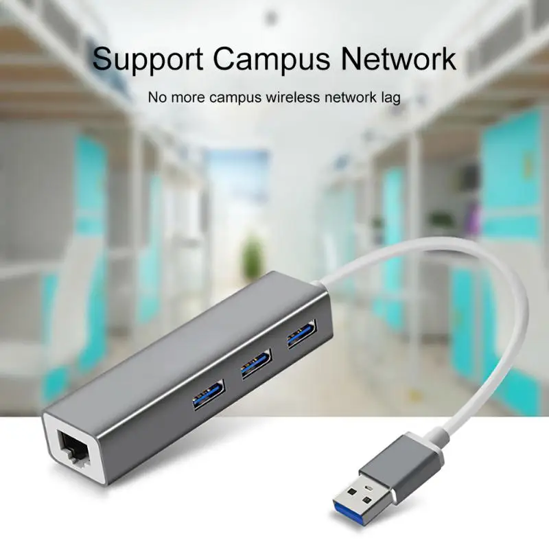 RYRA USB Hub Type C to Ethernet Adapter RJ45 Dongle 3 USB Ports 3.0 2.0 Data Hub compatible For Laptop Computer Mac iOS Android images - 6