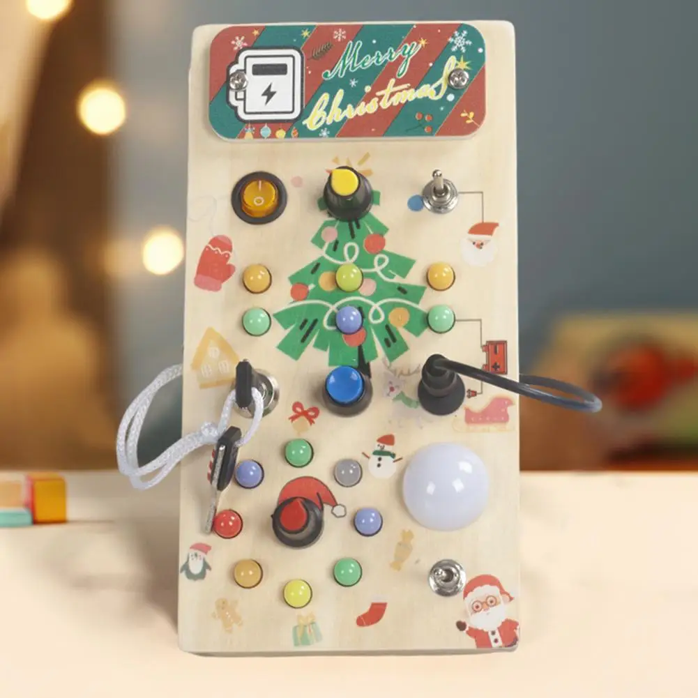 

Toddler Busy Board Wooden Sensory Toys 17 LED Light Toys Busy Board Baby Travel Toys Boys Girls Gifts for Birthday Christmas