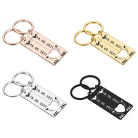 new creative fashion stainless steel valentines day date keychain heart shaped couple key ring