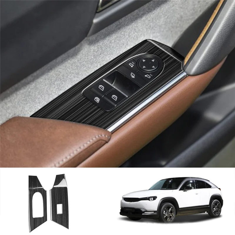 

Автомобильное черное окно, стекло, кнопка подъема, крышка переключателя, отделка двери, панель подлокотника для Mazda MX30 MX-30 2022 + LHD