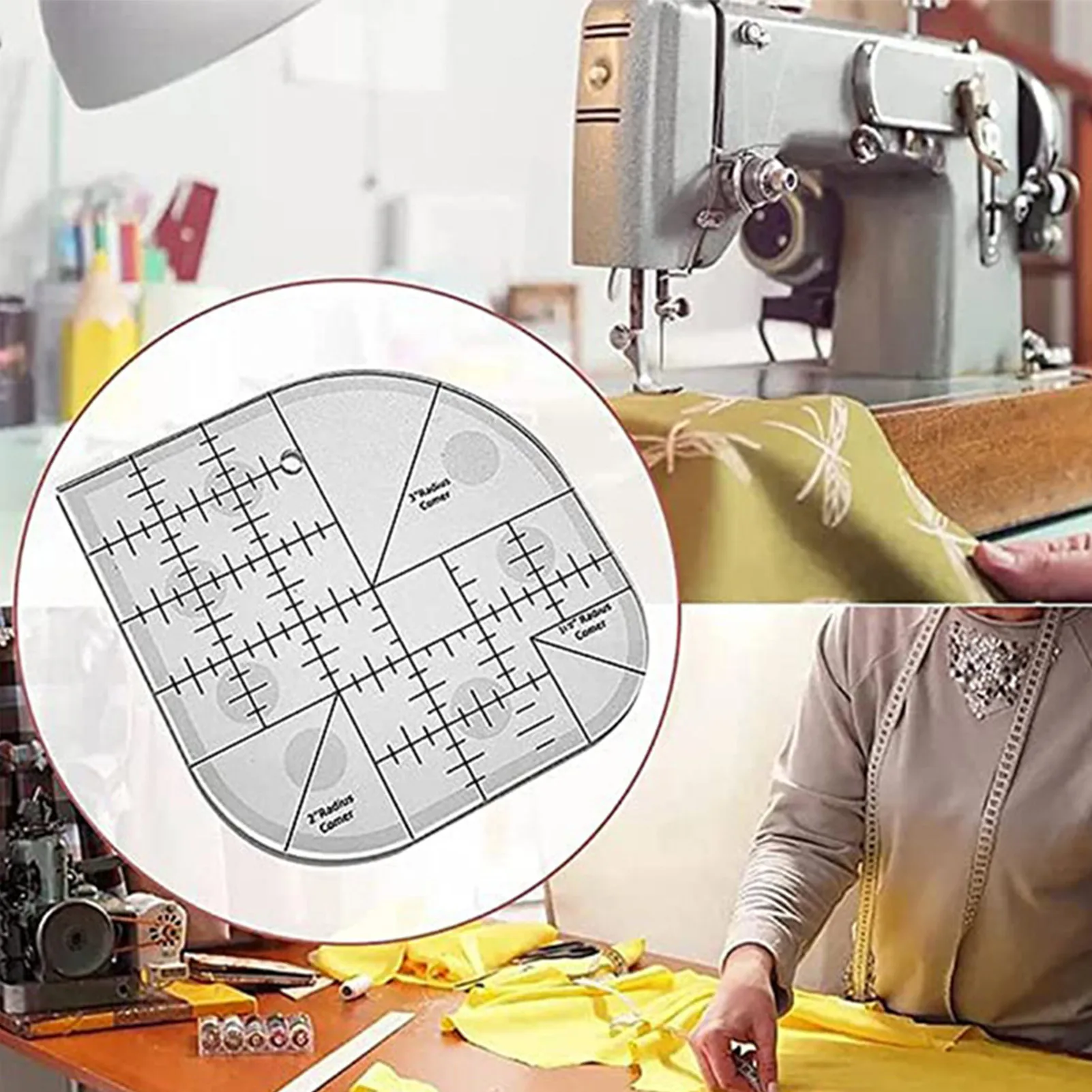 

Curved Corner Cutter RulerAcrylic Sewing Patchwork Ruler 45-Degree And 90-Degree Markers Patchwork Tools For DIY Sewing Supplies