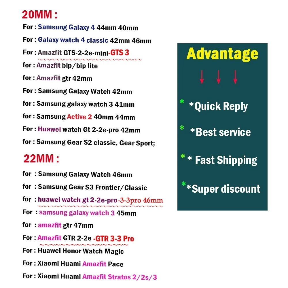 Band For Samsung Galaxy Watch 5/pro/4/Classic/46mm/42mm/active 2/Gear S3 Nylon 20mm/22mm Bracelet Huawei watch GT 2 3 pro strap