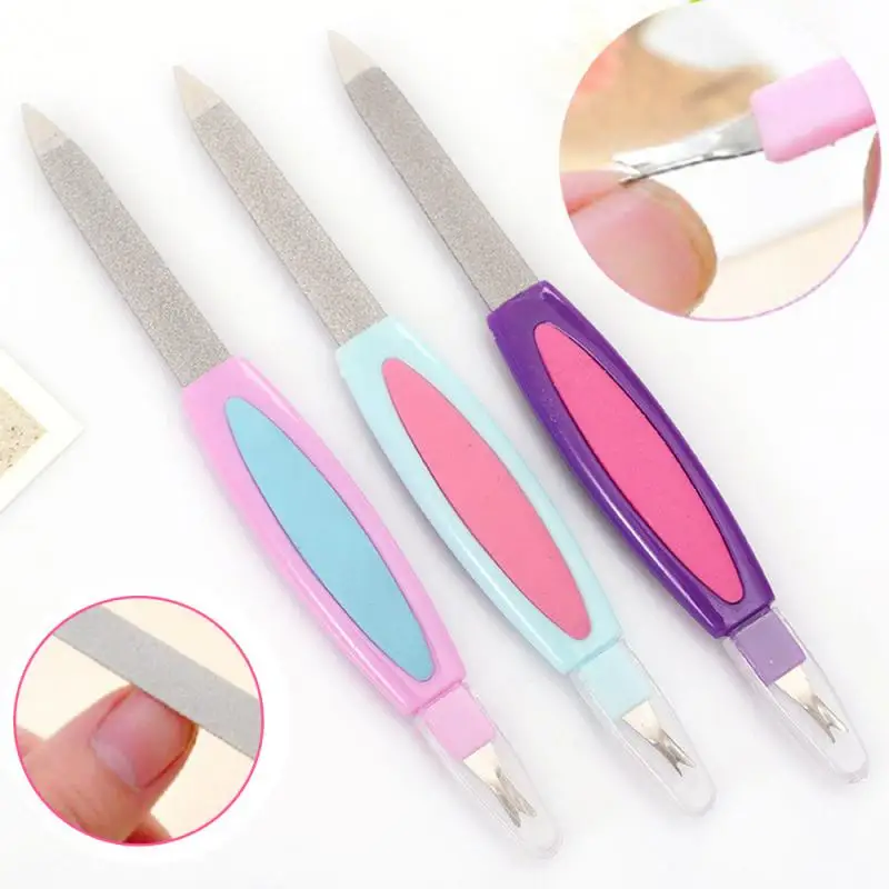 

Multi-functional Stainless Steel Nail File Buffer Double Side Grinding Rod Manicure Pedicure Scrub Nails Art Cuticle Pusher Tool
