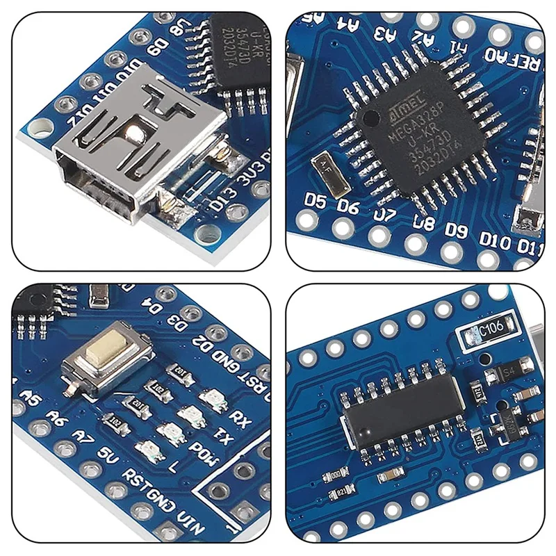 Плата микроконтроллера для Nano V3.0 Atmega328p плата CH340 5 в 16 м с контактными разъемами