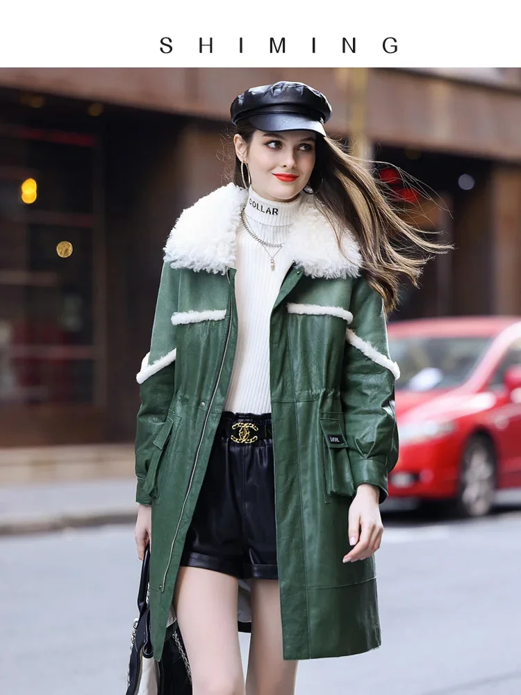 

Высококачественный пуховик из натуральной кожи, Женская куртка средней длины, стройнящее меховое интегрированное меховое пальто, Зимний новый стиль