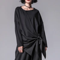 xuxi women thin new t shirt spring autumn 2021 asymmetry lace loose long sleeve pullover top fashion irregular t shirt e4693