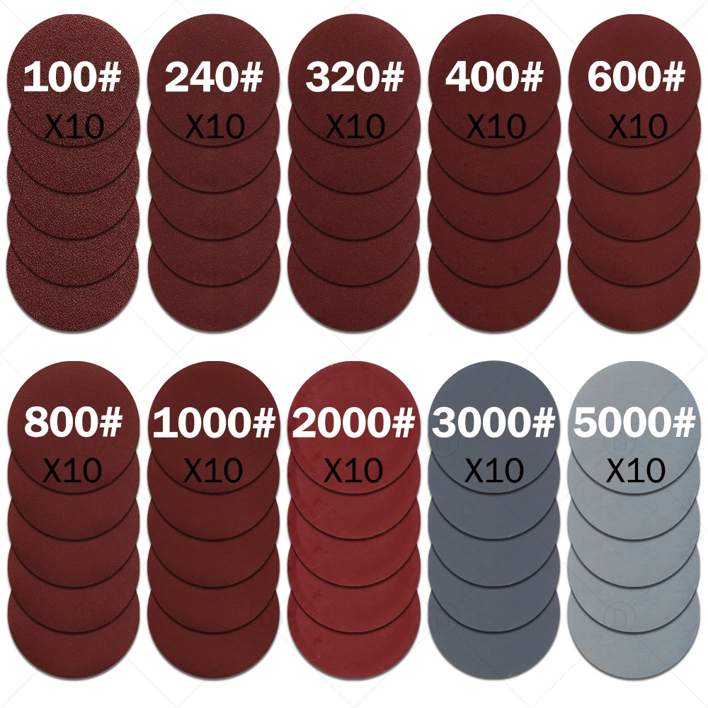 2/3/4/5/6 дюймов 100 шт. круглая наждачная бумага наждачные листы зернистость 60-5000 шлифовальная бумага диск для полировки орбитальная шлифовальная машина шлифовальный станок