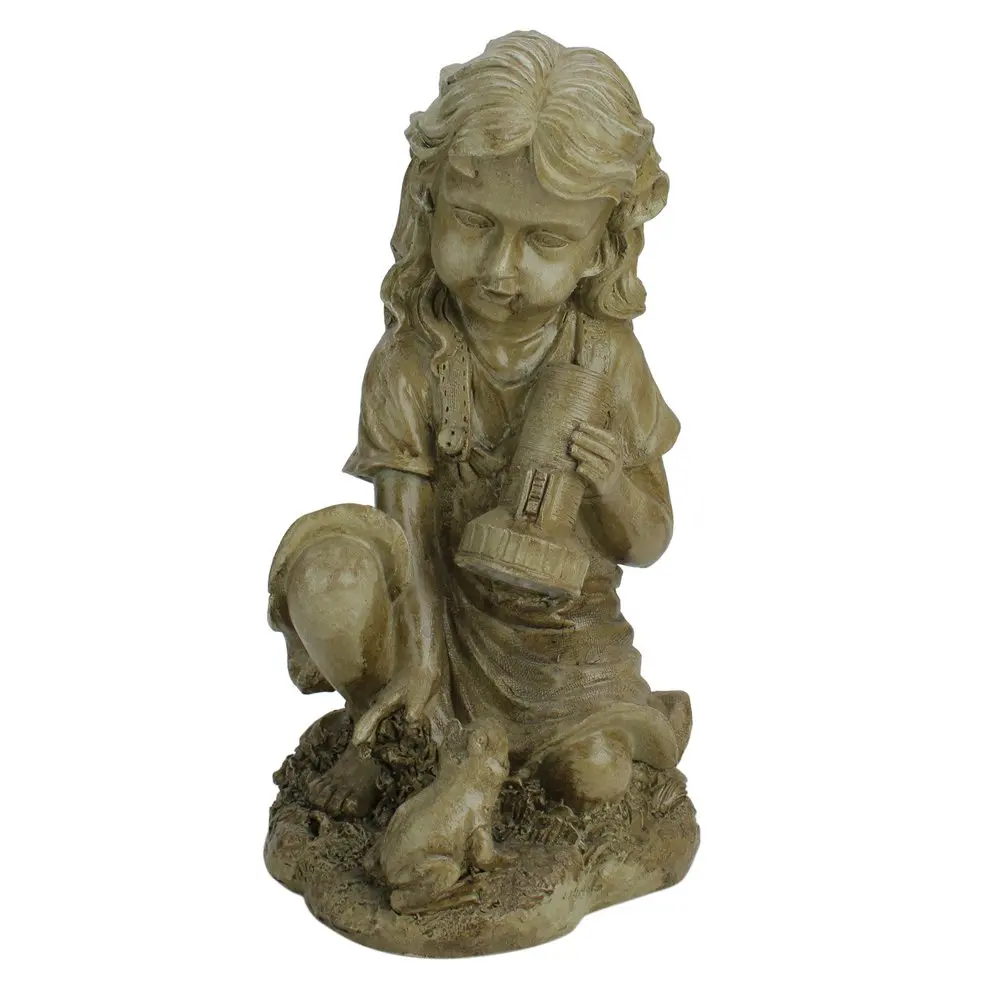 

Girl with Frog Solar Powered Outdoor Patio Garden Figure