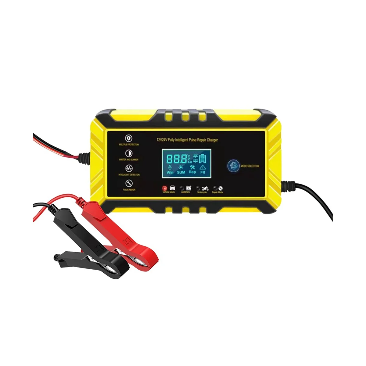 

Auto Battery Chargers 12V 24V Car Battery Charger Digital Display Puls Repair for Car Lead Acid Lithium Battery, US Plug