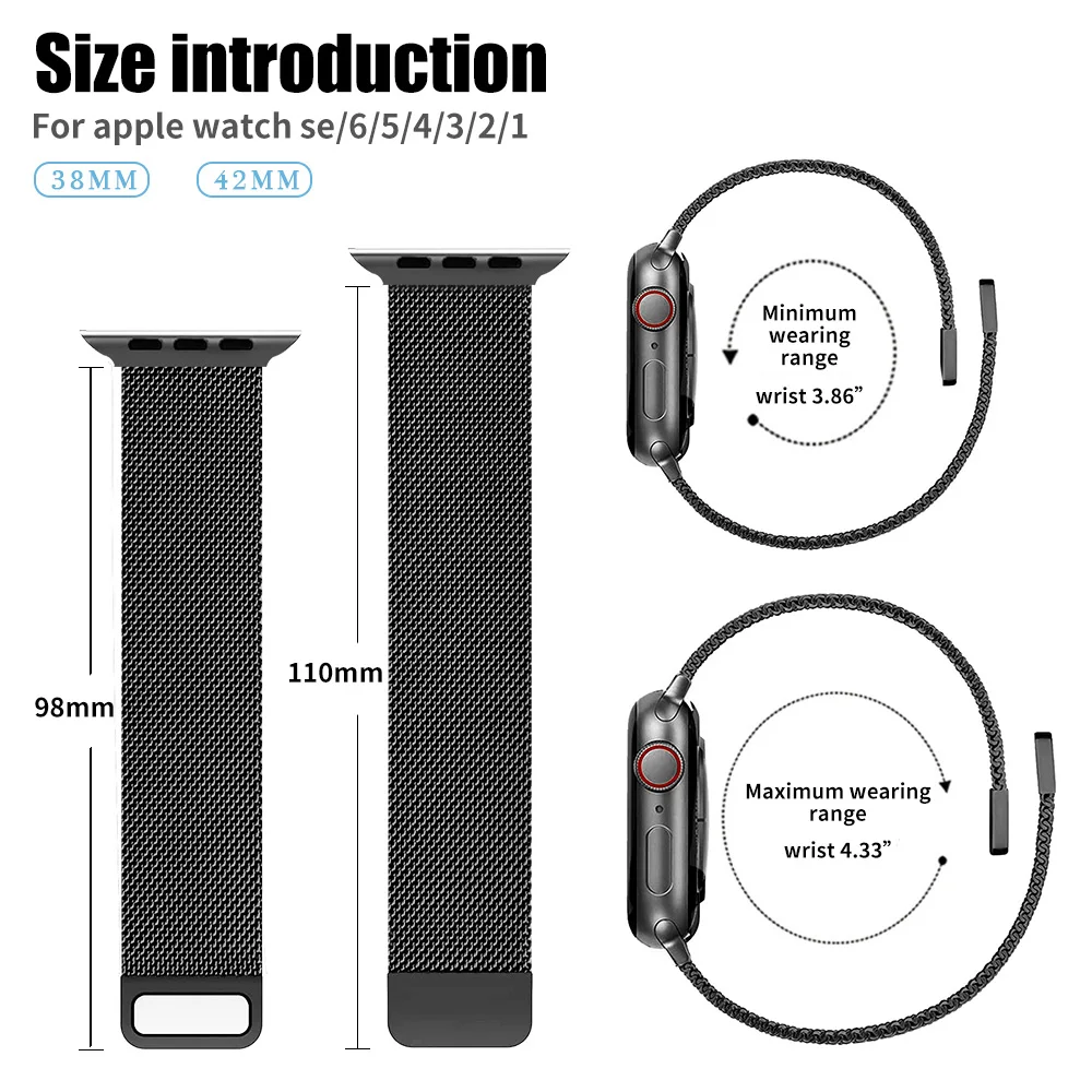 Milanese Metal Loop Strap For Apple Watch Band UItra 49mm 45mm 44mm 42mm 41mm 40mm 38mm Magnetic Bracelet iWatch 8 7 6 5 SE 4 3