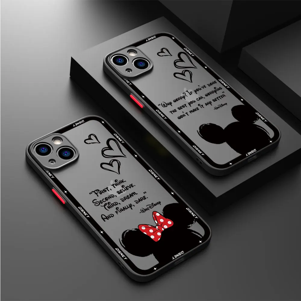 Disneies Mikey Minnie Phone Case For IPhone 16 15 14 13 12 11 Mini Pro Max X XR XSMax 7 8 Plus Matte Transparent Back Cover