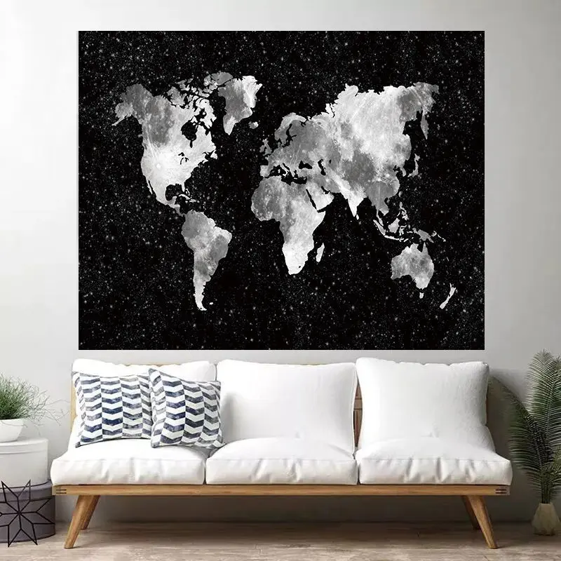 Настенная подвесная ткань в скандинавском стиле с картой мира фоновый гобелен