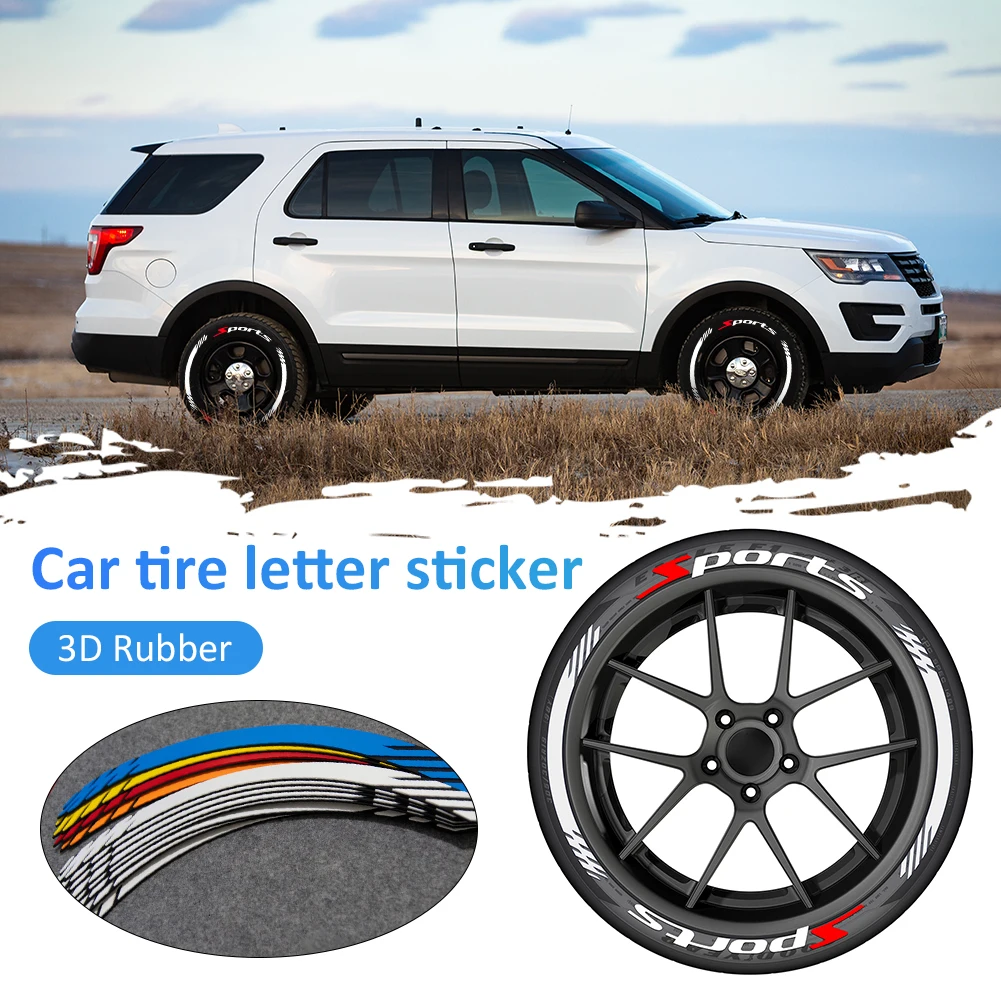 Car Tire Decals 3D Letters Rubber Sticker Auto Decals DIY Motorcycle Wheel Sticker Car Styling Tyre Rim Decoration Dropshipping images - 6