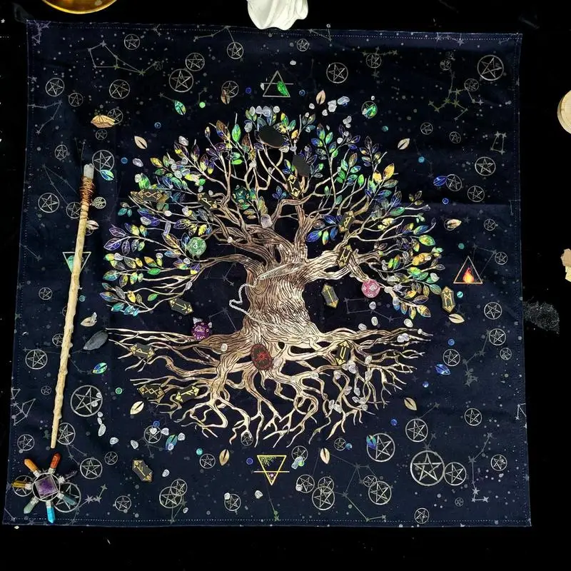 

Скатерть Таро с деревом жизни, алтальная ткань, языческий духовный маятник, ведьмахство, астрология, прокладки для карт с изображением оракла для комнаты, домашний декор