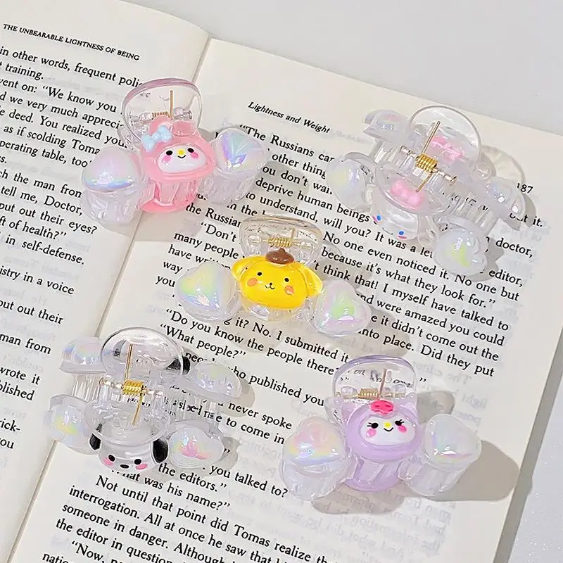 

New Anime My Melody Kuromi Sanrios Fine Flash Hair Clip Kawaii Cinnamoroll Pompompurin Cartoon Decoration Girls Hair Accessories