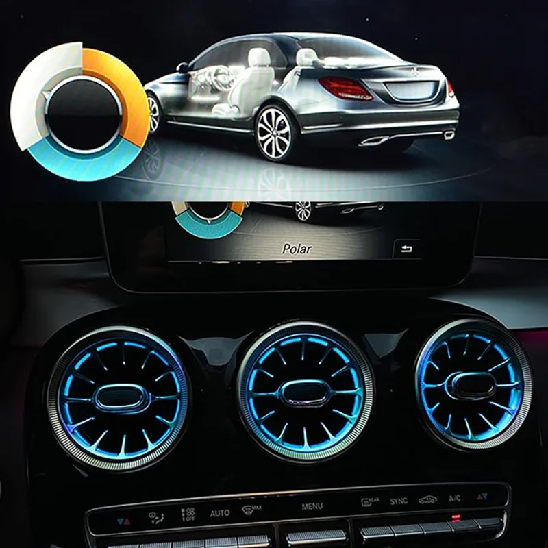 Для Mercedes-Benz 3/64 цветные светодиодные вентиляционные отверстия W205/C-CLASS/X253/GLC-CLASS