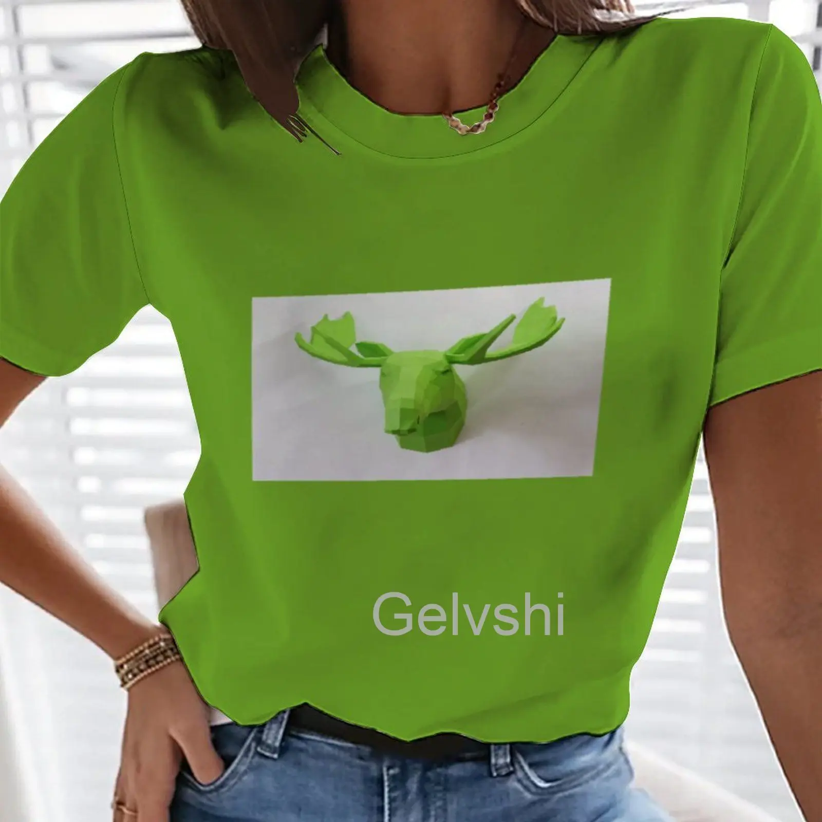 

Paper Animal T-shirts Deer Graphics 3d Printed T Shirt Women Short-sleeve Harajuku Streetshirts O-Neck Vintage Street Urban Tops