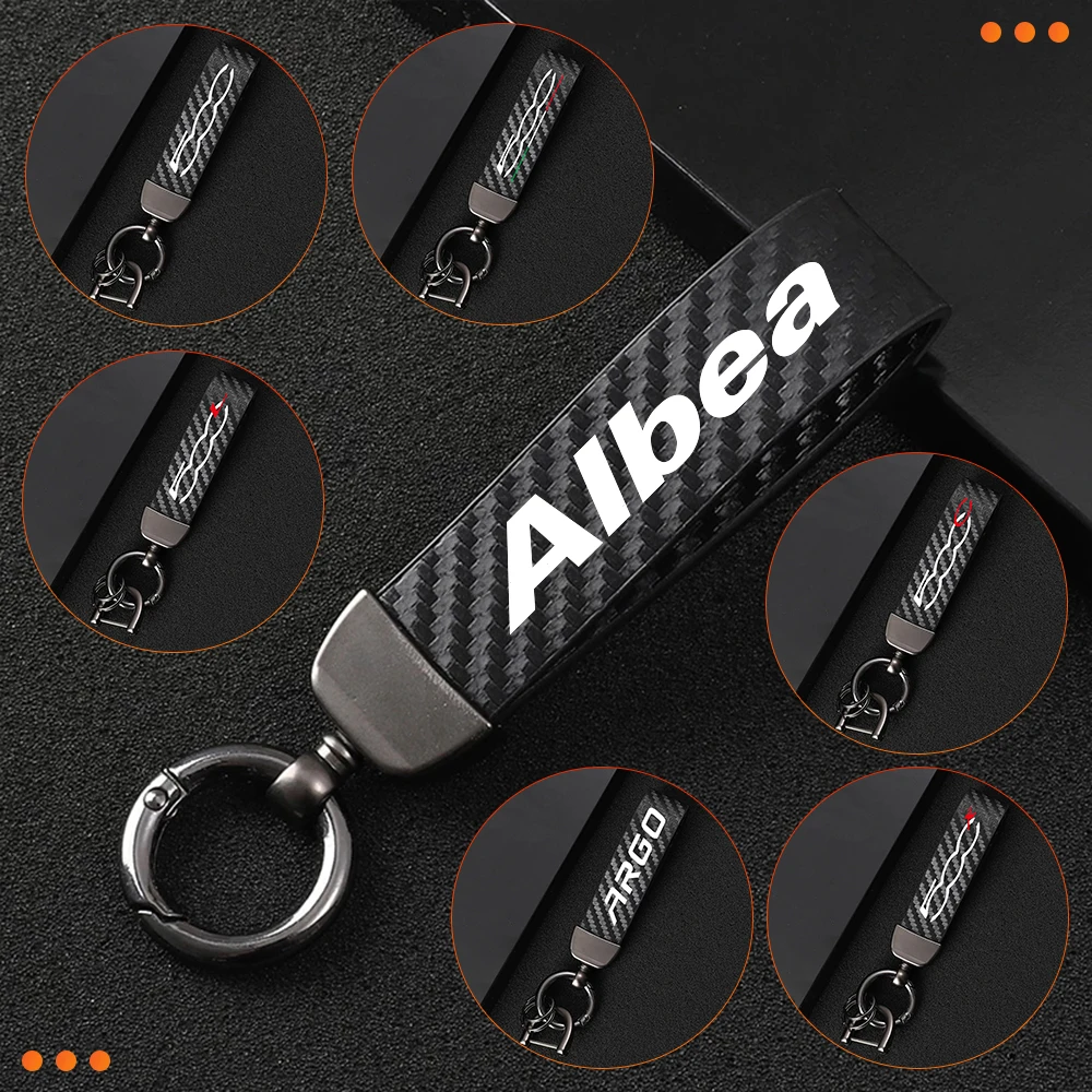 

For Fiat 500 500S 500L 500C 500X Albea Argo Carbon Fiber Stripe Auto Key Rope Strap Car-Styling Keyrings Decoration Accessories