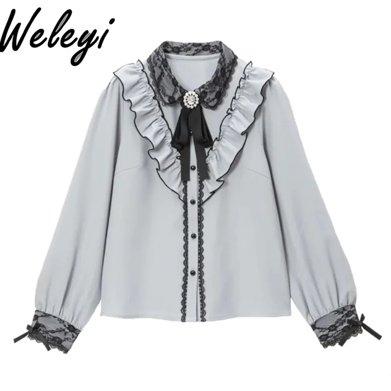 Милые декоративные розовые Топы в стиле &quotЛолита&quot с японским бантом женская