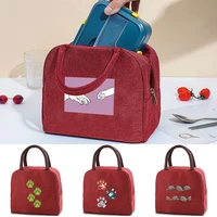 new cartoon footprints cooler lunch bag insulated picnic bag women travel thermal dinner bag canvas lunch box insulated handbags