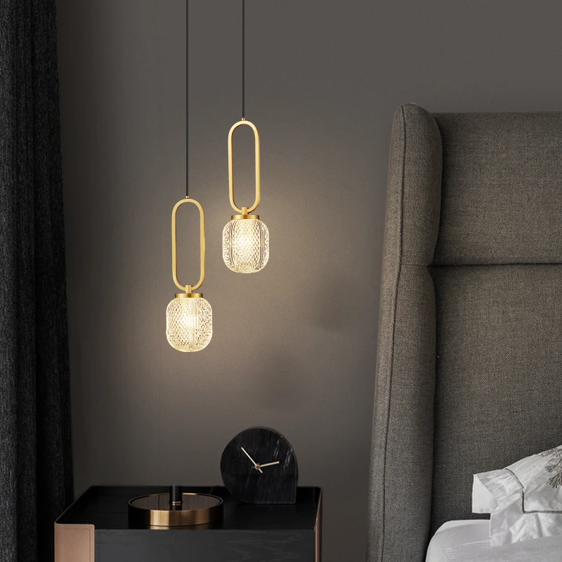 

OUTELA Contemporary Brass Pendant Lamp LED Gold Copper Hanging Light Creative Decorative for Home Living Bedroom