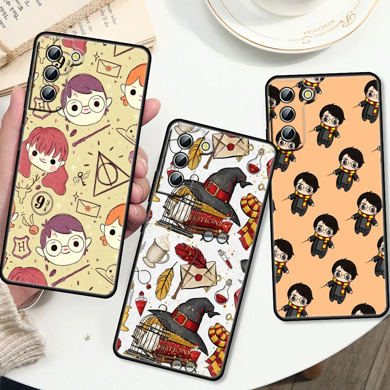 

Cartoon Potter Magic Phone Case For Samsung S8 S9 S10 S20 S21 S22 S23 Plus 4G S10e 5G Lite Ultra FE Black Cover Funda Soft