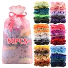 Резинки для волос бархатные однотонные, модные эластичные заколки для хвоста, аксессуар на голову, 50 шт.