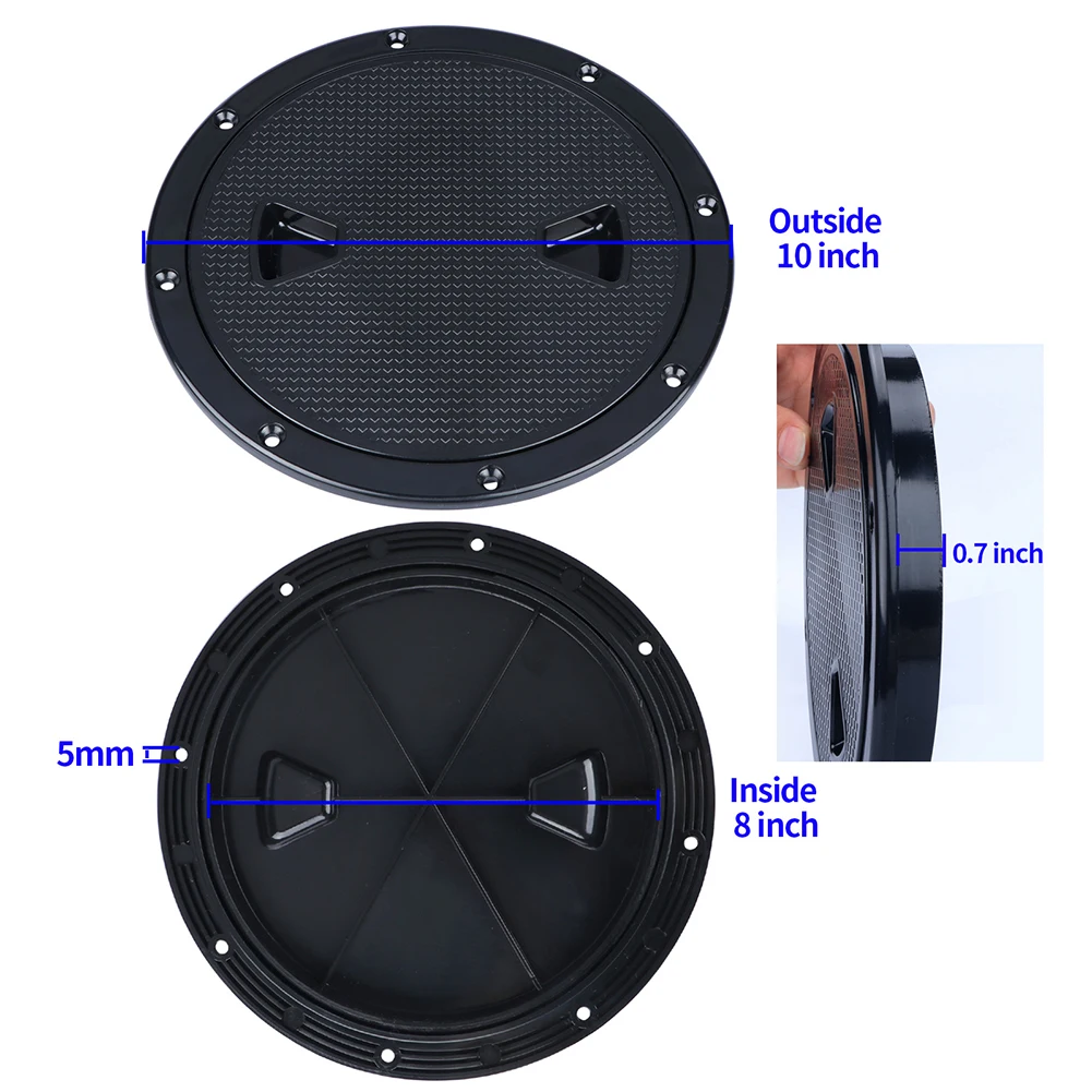 

Brand New Inspection Hatch Part Accessories Black Boat Deck Plate Inspection Hatch Marine Plastic Access Round