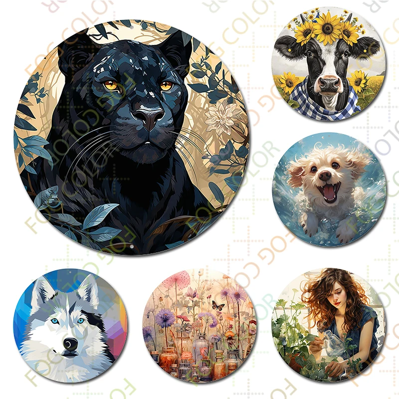 1 шт. 8x8 дюймов (20x20 см) круглая алюминиевая вывеска Черная пантера для спальни