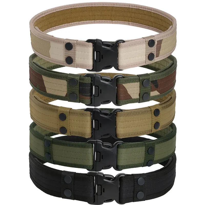 

New Combat Canvas Duty Tactical Sport Belt with Plastic Buckle Army Military Adjustable Outdoor Fan Hook Loop Waistband