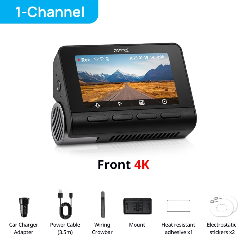 

Видеорегистратор 70mai 4K A800SE UHD Поддержка двухканального 24 часа для парковки HDR Суперконденсатор Wi-Fi 6 Голосовое управление Модернизированное 70mai A800S