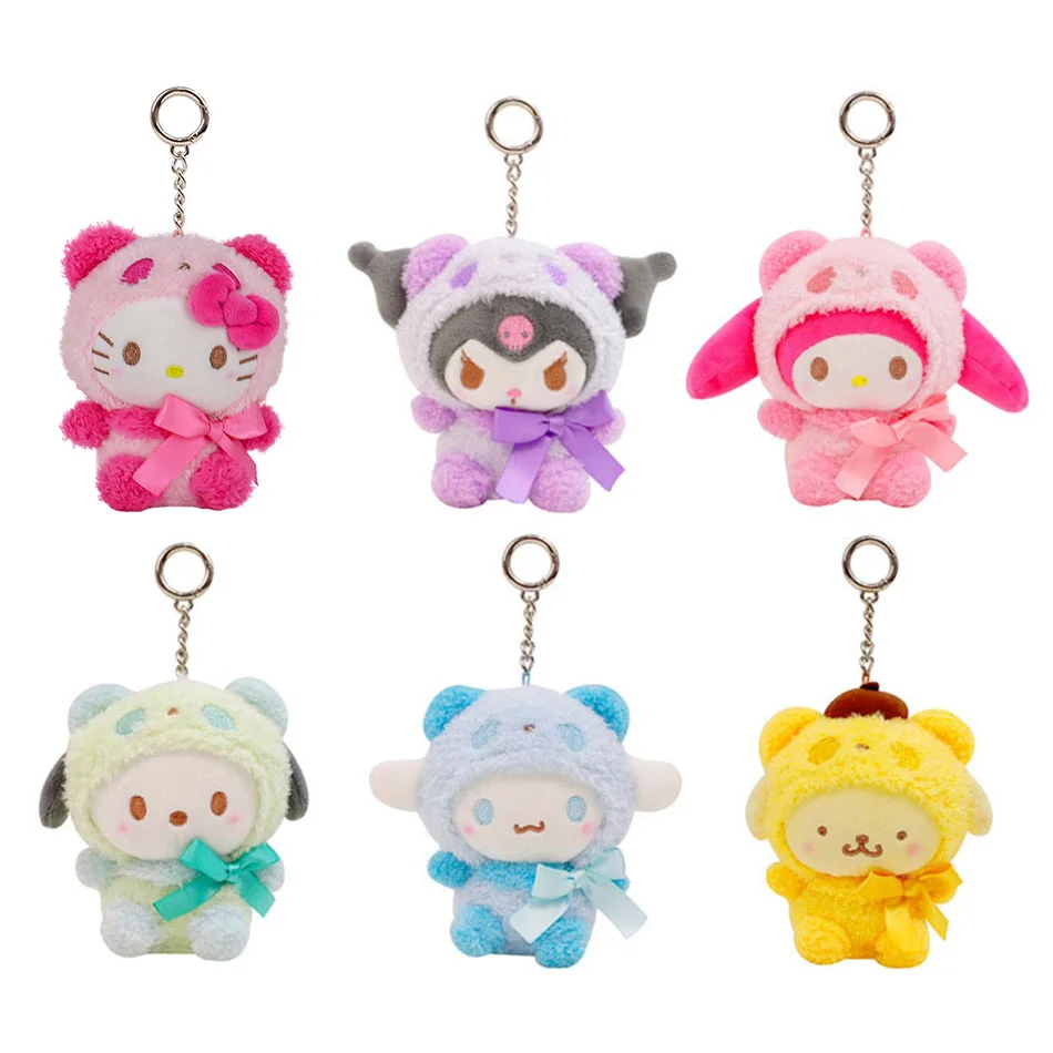 

10cm Cartoon Kawaii My Melody Kuromi Cinnamoroll Kt Cat Purin Dog Plush Toy Anime Stuffed Animals Cute Plushie Pendant Doll Toys