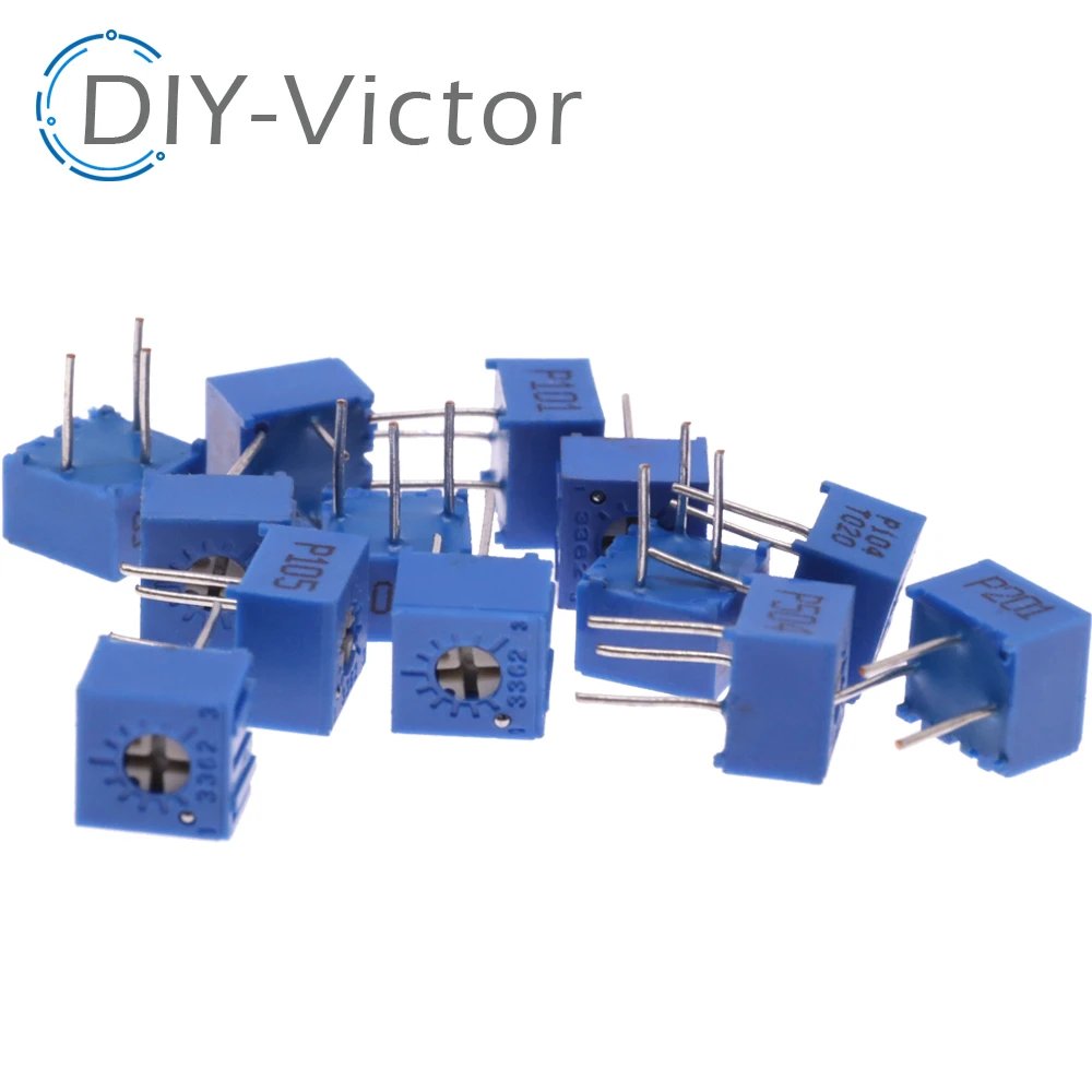 Набор потенциометров 3362P, 13 штук, переменный резистор 100R-1M, 200R, 500R, 1k, 2k, 5K, 10K, 20K, 50K, 100K, с возможностью подстройки.