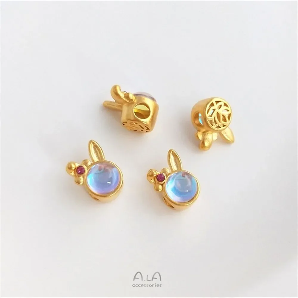 Песочное золото инкрустированный искусственным жемчугом лунный камень кролик